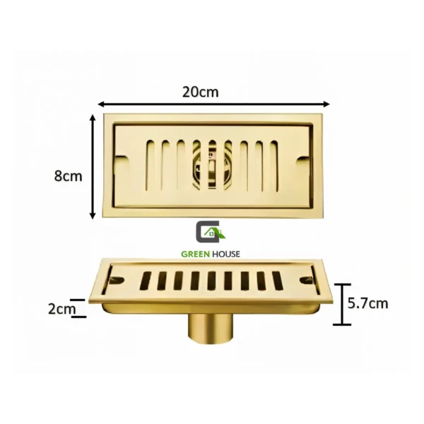 sumidero de acero sus 304 rectangular 8 x 20 cm dorado