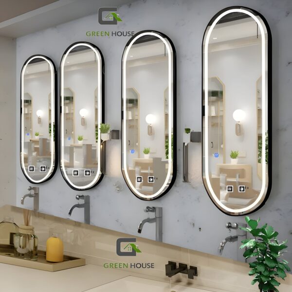 Espejo Ovalado 60x90 cm Chicago Negro Antiempañado 3 Tiempos Touch