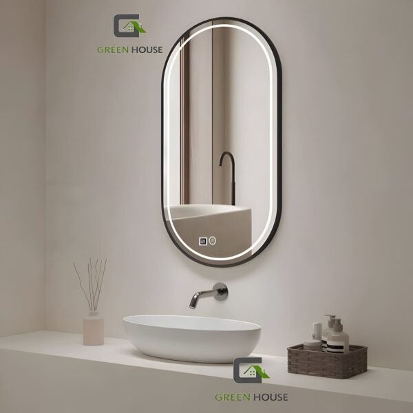 Espejo Ovalado 60x90 cm Chicago Negro Antiempañado 3 Tiempos Touch