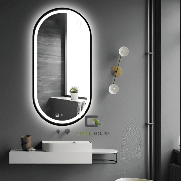 Espejo Ovalado 60x90 cm Chicago Negro Antiempañado 3 Tiempos Touch