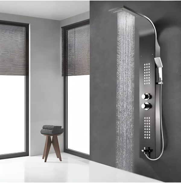 Columna de Ducha Hidromasaje Acero Inoxidable color Negro