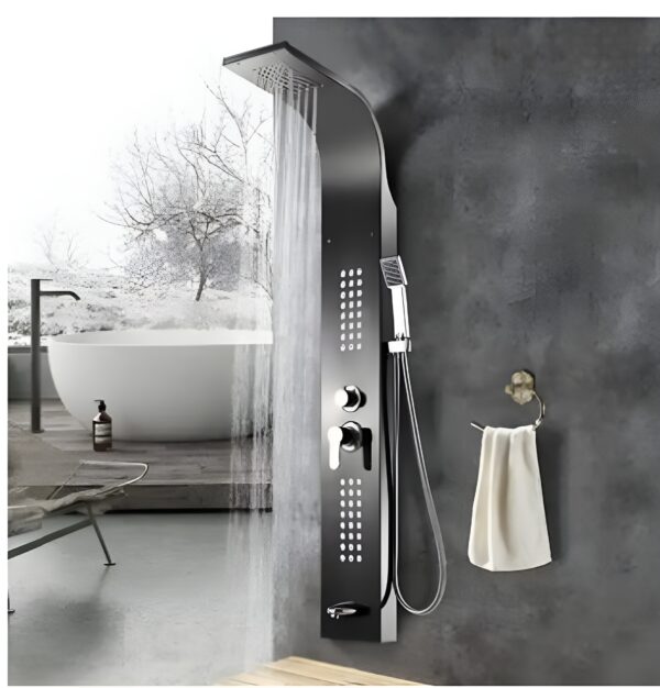 Columna de Ducha Hidromasaje Acero Inoxidable color Negro