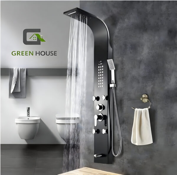 Columna De Ducha Hidromasaje Negro Acero Inoxidable 4 Hidrojeth