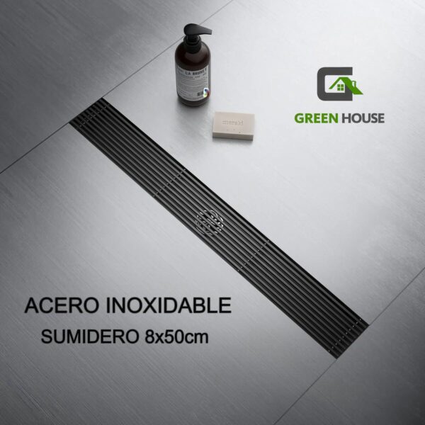 Sumidero Acero Sus 304 Rectangular 8x50cm Negro