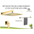 Kit De Ducha 10 Pulgadas Dorado Brillante Con Llave Agua Fria