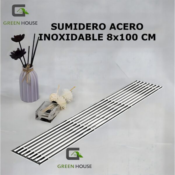 Sumidero De Acero Sus 304 Rectangular 8x100cm Satinado