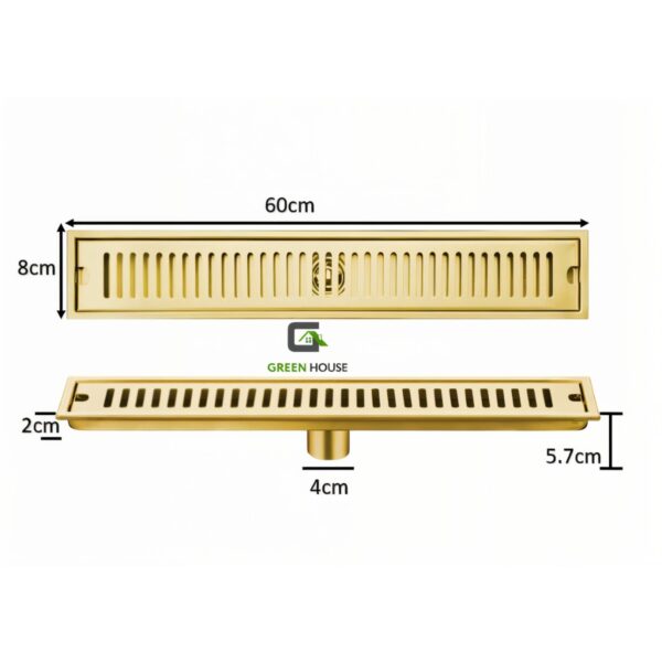 Sumidero Dorado Brillante Acero Sus 304 De 8x60 Cm