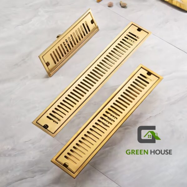 sumidero de acero sus 304 rectangular 8 x 40 cm dorado brillante