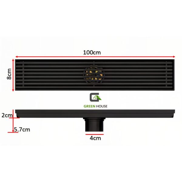 Sumidero Negro 8x100cm Acero Inoxidable Sus 304