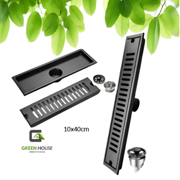 Sumidero de Acero Inoxidable Negro SUS 304 rectangular 10 x 40cm