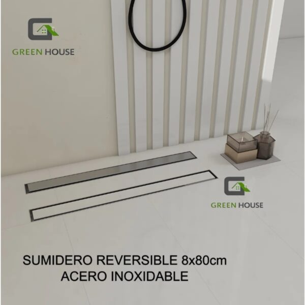 Sumidero Reversible Acero Satinado Sus 304 De 8x80cm