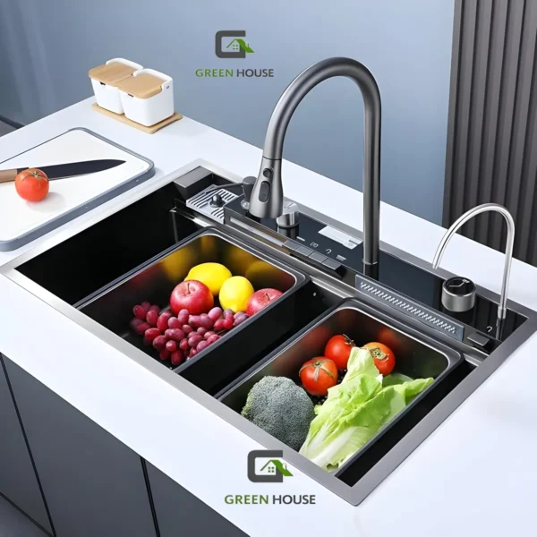 LAVADERO MULTIFUNCIONAL DE COCINA CON LUCES 5 TECLAS + MEZCLADORA