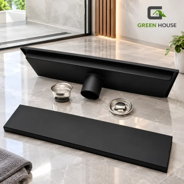 Sumidero Reversible Acero Inoxidable De 8x60cm Negro