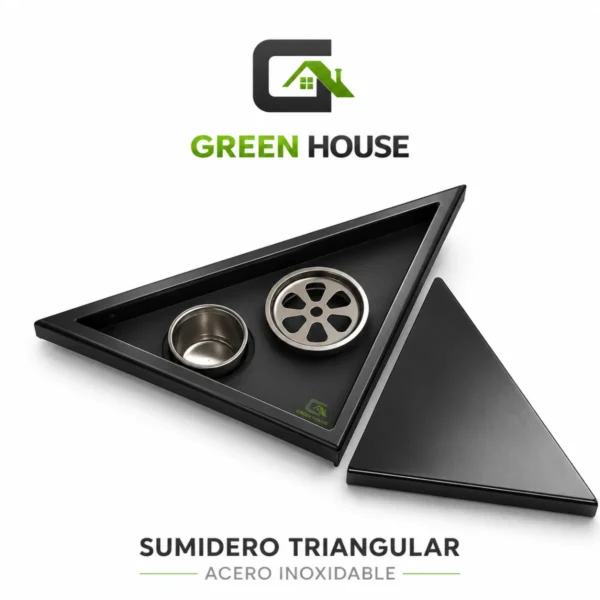 Sumidero Reversible Triangular Acero Sus 304 De 20x20x28 cm Negro