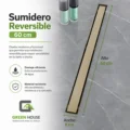 Sumidero Reversible Dorado Mate 8x60cm Antiolor Acero Inoxidable