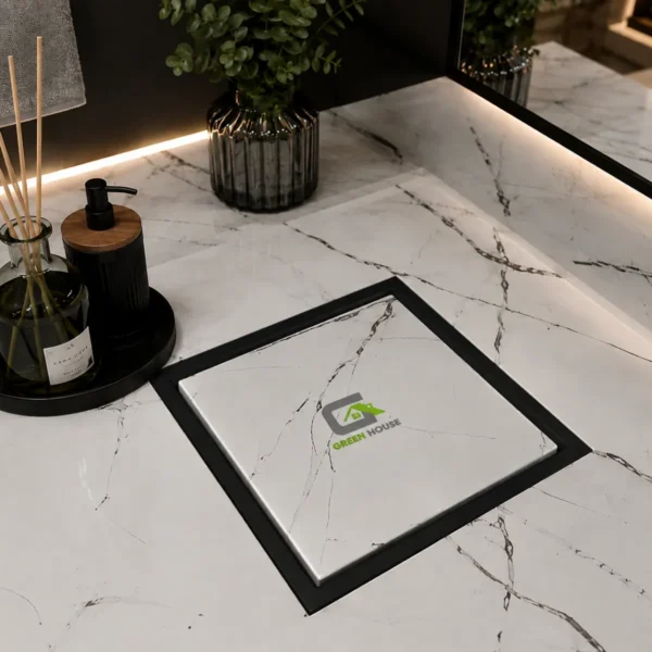 Sumidero 20x20cm Negro Acero Inoxidable Con Tapa Reversible