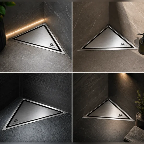 Sumidero Reversible Triangular Acero Sus 304 De 20x20x28cm Satinado