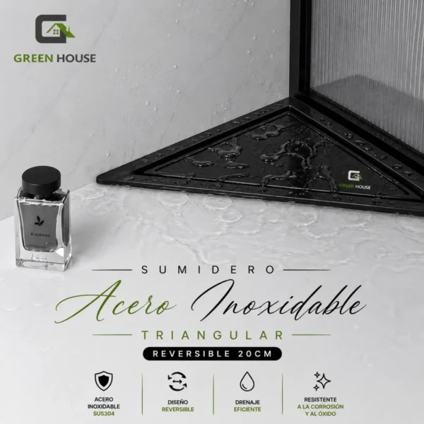 Sumidero Reversible Triangular Acero Sus 304 De 20x20x28 cm Negro