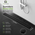 Sumidero Reversible Acero Inoxidable 8x80cm Negro mate