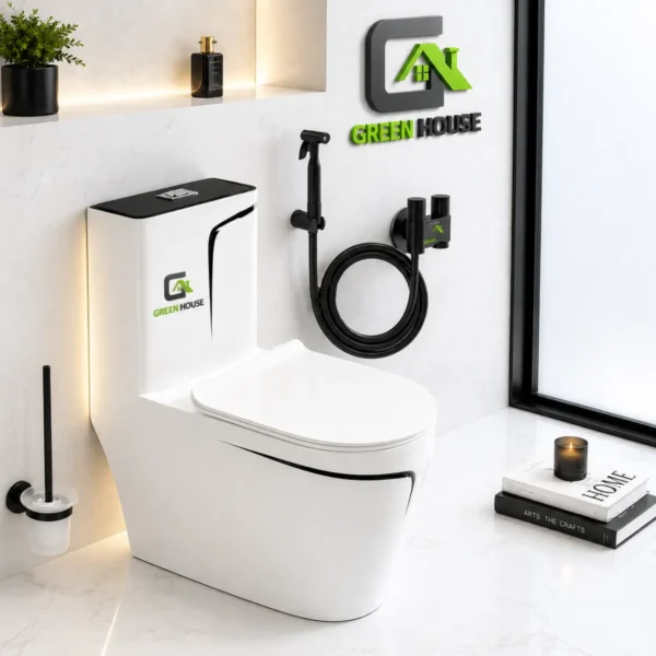 Inodoro De Lujo One Piece Odisea + Ducha Bidet Negro
