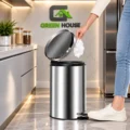 Tacho Acero Inoxidable 27L. Con Tapa Caida Lenta P/ Basura