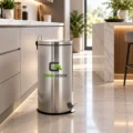 Tacho Acero Inoxidable 27L. Con Tapa Caida Lenta P/ Basura