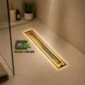 Sumidero Dorado Brillante Acero Inoxidable 8x60cm