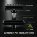 Sumidero De  Acero Inoxidable Rectangular 10x20cm Negro