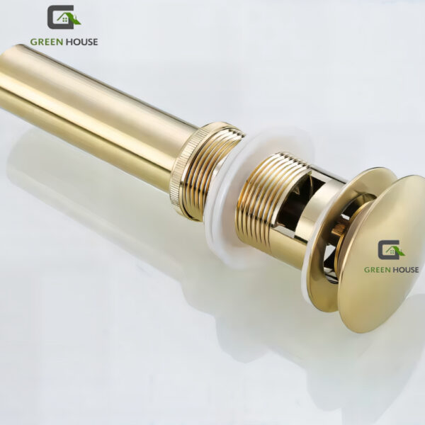 Grifería Lavatorio 30cm Dorado Agua Fría + Desagüe