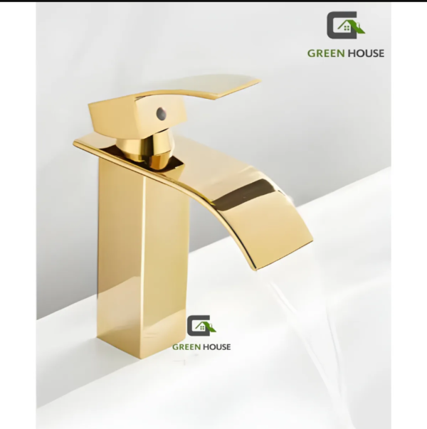 Combo Lavatorio Vessanti + Mezcladora Pico Fino Dorado 20cm