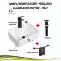 Combo Lavatorio Vessanti + Mezcladora Negro Cascada Pico Fino