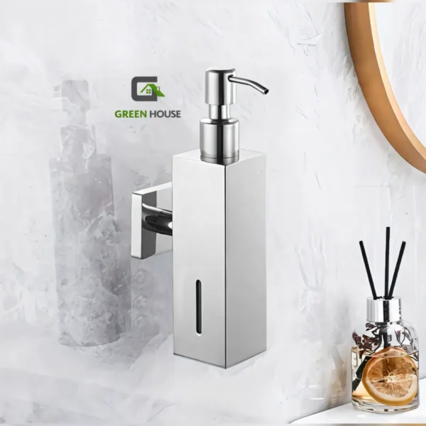 Dispensador De Jabón Liquido Cuadrado Acero Inoxidable Cromado