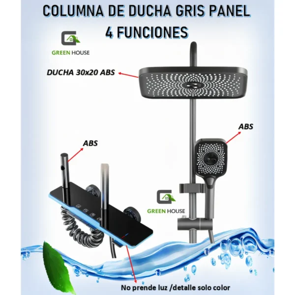 Columna De Ducha Gris 4 Funciones Con Detalle Azul