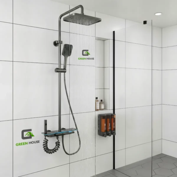 WEB 3 Columna De Ducha Gris 4 Funciones Con Detalle Azul