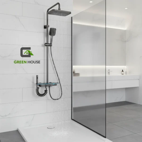 WEB 7 Columna De Ducha Gris 4 Funciones Con Detalle Azul