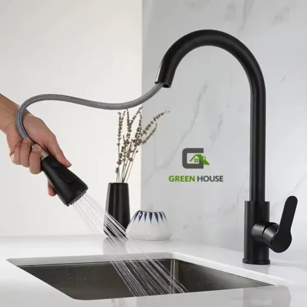 Combo Lavadero 60x45x23cm Negro + Mezcladora Extraíble Negra