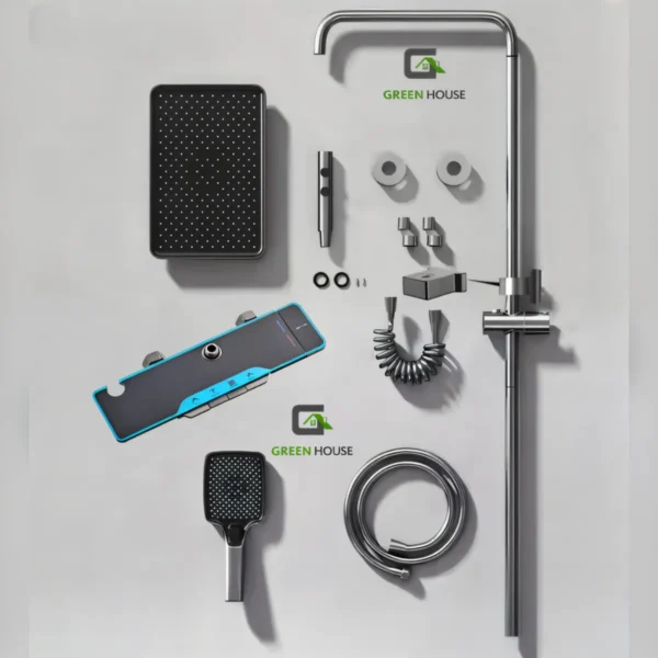 WEB 90J Columna De Ducha Gris 4 Funciones Con Detalle Azul