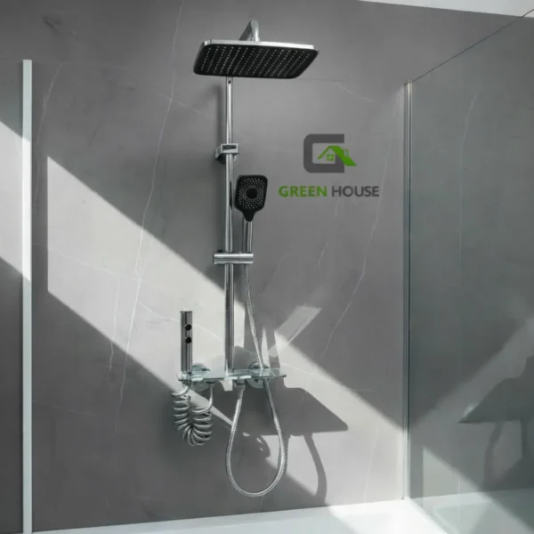 Columna De Ducha Cromado Con Panel De Vidrio Con 4 Funciones