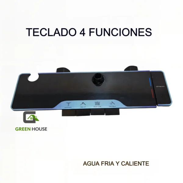 WEB BB Columna De Ducha Negro Con Panel De Vidrio Detalle Azul Y Con 4 Funciones