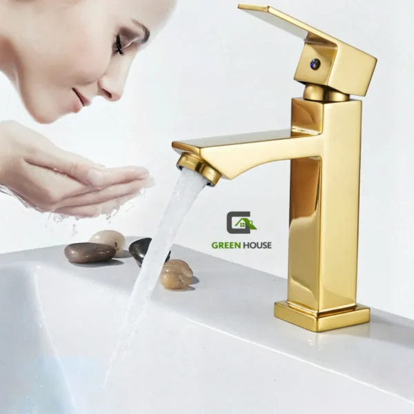 Grifería 15cm Dorado Pesado Agua Fría + Desagüe Dorado