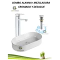Combo G2 Lavatorio Alanna Blanco + Mezcladora Cuadrado Cromado