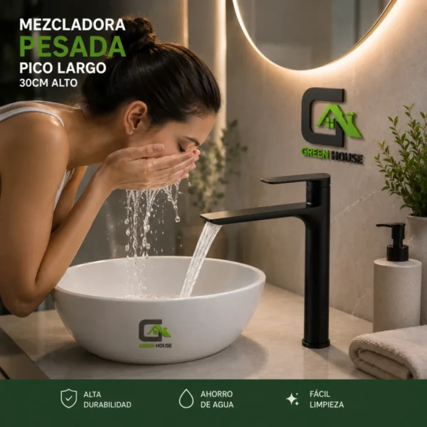 Mezcladora Monocomando Pesada 30cm Pico Largo