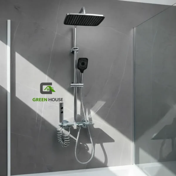 Columna De Ducha Cromado Con Panel De Vidrio Con 4 Funciones