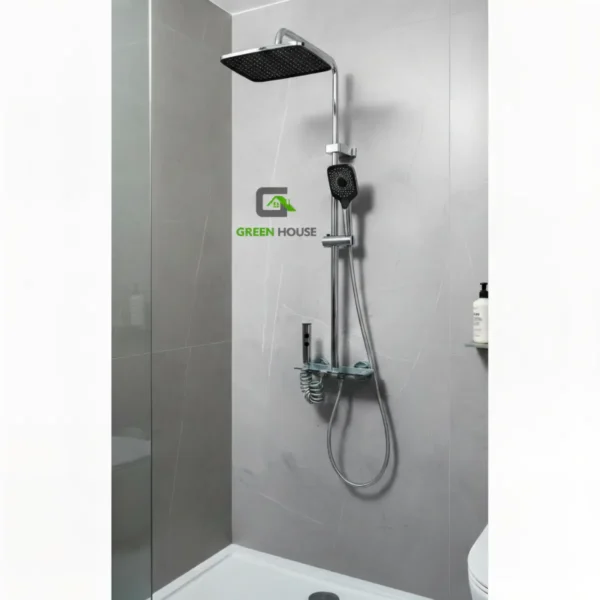 Columna De Ducha Cromado Con Panel De Vidrio Con 4 Funciones