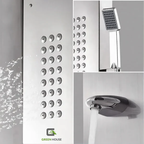 Columna De Ducha Hidromasaje Cromado Brillante  Acero Inoxidable