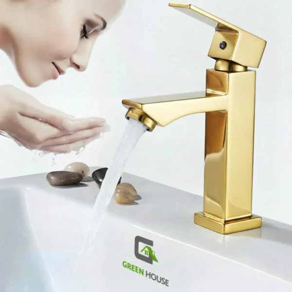 Grifería 15cm Dorado Pesado Agua Fría + Desagüe Dorado