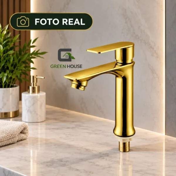 Grifera 15cm Dorado Agua Fría + Desagüe Dorado