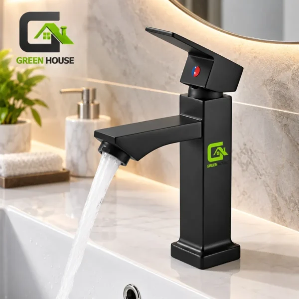 Griferia Acero Inoxidable 20cm Negro Agua Fría + Desagüe + Tubo Abasto