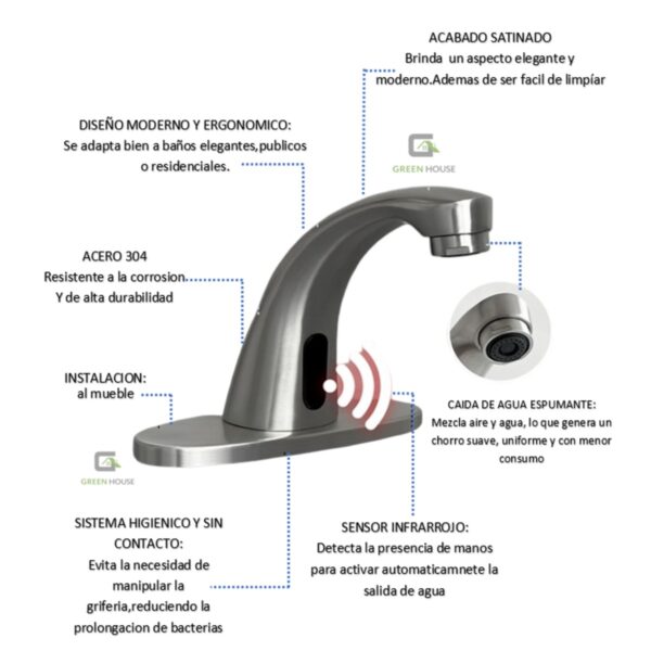 Llave Clinica Agua Fria  Griferia Con Sensor Acero Satinado