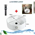 Combo Lavatorio Lusso + Mezcladora Cascada Pico Fino 20cm Vos43